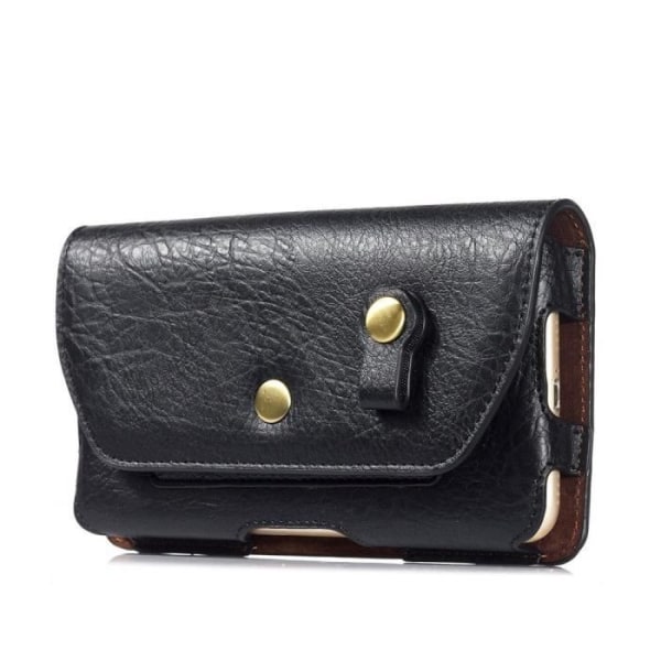 Nytt Design Horisontell Bälteclip i Läder med Hörlursfack för HAIER A6, HT-A6 > Svart Svart jag