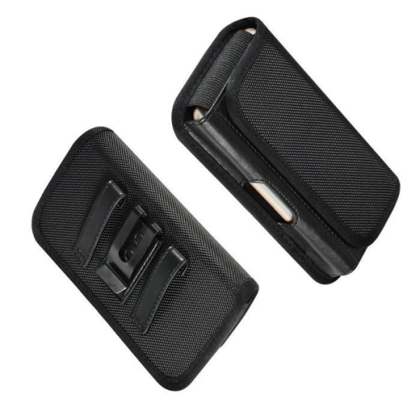 Bælteholster - Qilive - Smartphone Q4 5.0 - Tekstil og Læder - Magnetisk Lukning - Sort Svart