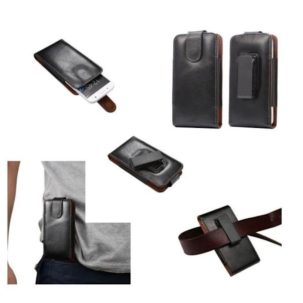 Housse Clip Belt Rotativ 360 Ægte Læder Etui til => HUAWEI ASCEND G510, U8951 > Sort sort