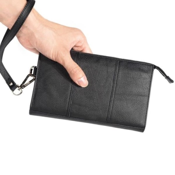 Eksklusiv Ægte Læder Clutch Taske Nyt Design til Samsung Galaxy Xcover 2 GT-S7710 > Sort Svart