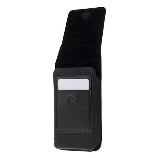 Vertikal Etui Tas Metal Clip Bælte Stof og Læder med Kortholder til Motorola Qingyou 1s (2018) > Sort sort