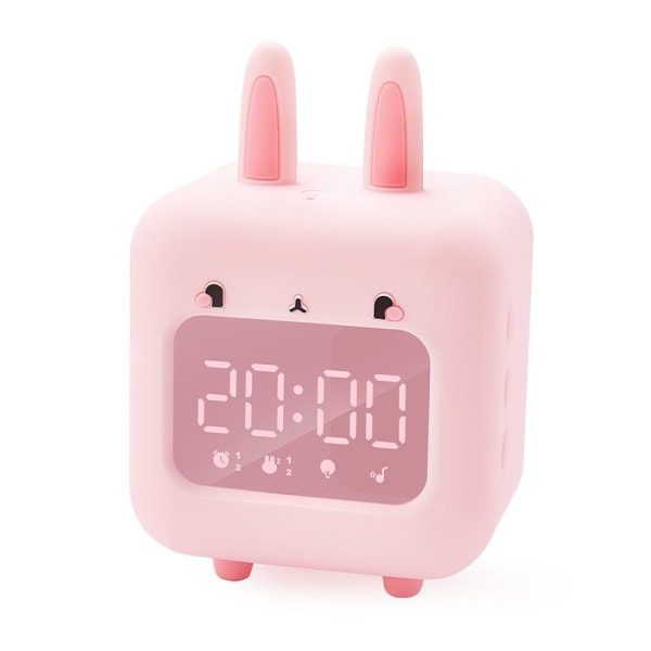 Alarm Clock for Kids, Digital Alarm Clock for Kids, Cute Bunny Alarm Clock for Girls, White Noise Alarm Clock, Night Light with USB Pink