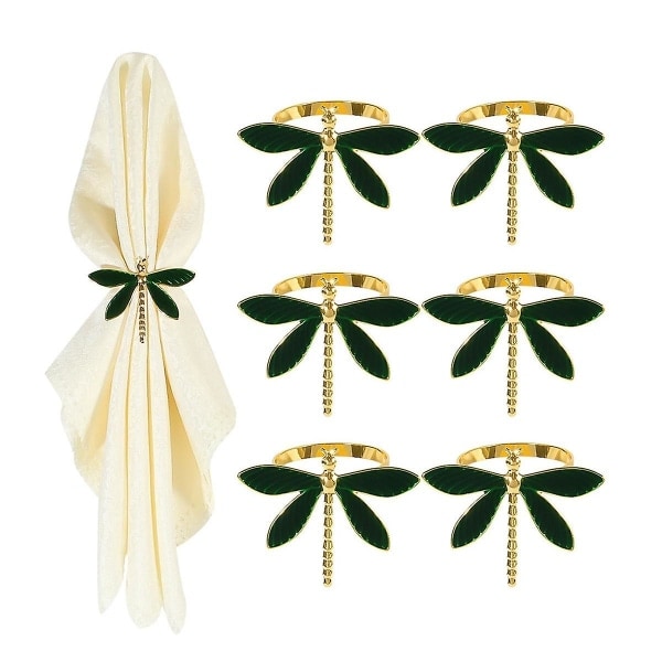 Servietringe Sæt af 6 til Bryllup Fars Dag Fødselsdag Metal Dragonfly Servietholdere til Bordlinned