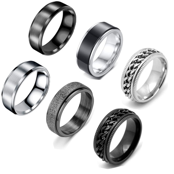 Rings Stainless steel 6-pack Multicolor 20 mm