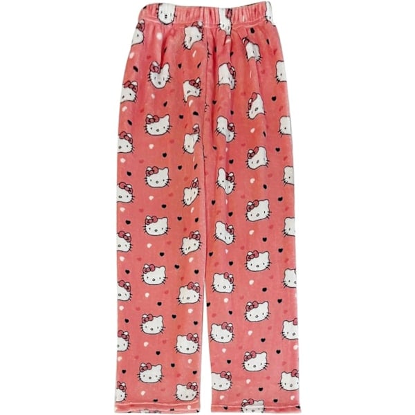 Sødt Tegneserie Pyjamasbukser til Kvinder - All Over Print Flannel Pyjamas - Jul Halloween Varmt Hjemmetøj Graffiti Bukser Style-1 Style-1 XL