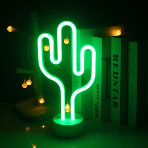 LED cactus neon sign, night light with light base