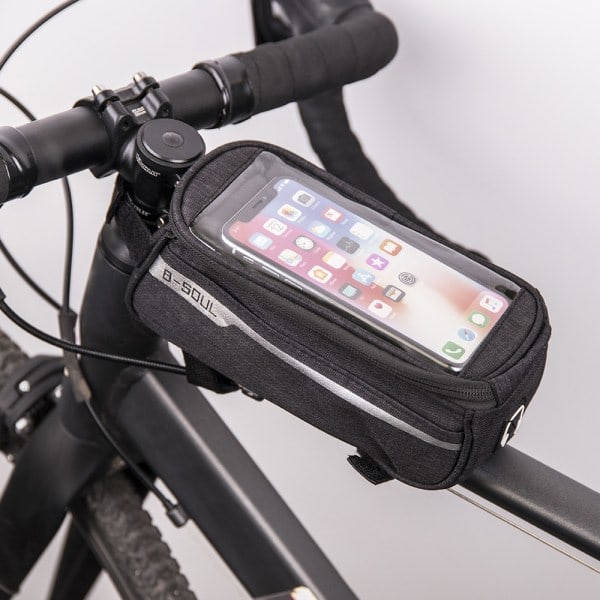 Vandafvisende taske til smartphone til cykelramme - Sort