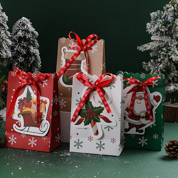 REMAKE 12 st julpapperspåsar, söta och trendiga julklappspåsar