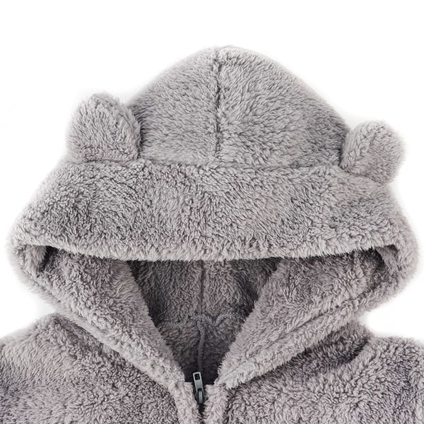 Jumpsuit for kvinner, koselig vinter-onesie, koselige pysjamas for kvinner grå L
