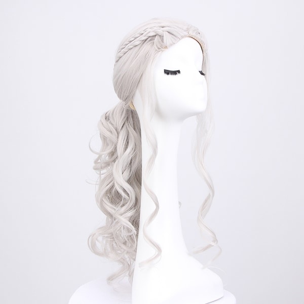 Cosplay parykk for kvinner, Daenerys parykk lang blond krøllete Kha