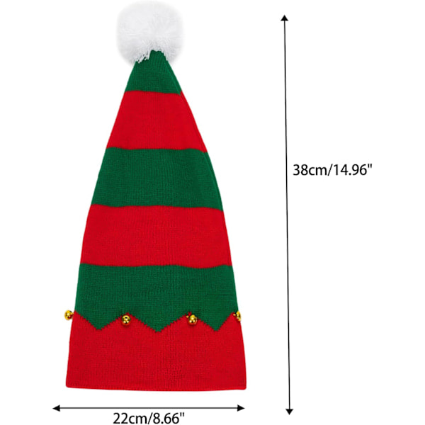 Tomtehatt Elf Julhatt Stickade Hattar För Kvinnor Män Varm Hatt Med Pompom Jul Nyår Fest Röd Grön Medium