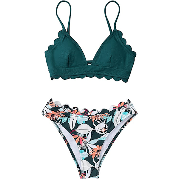 Bustier Bikini Set med Utskurna Detaljer & Randigt Mönster Flerfärgad M
