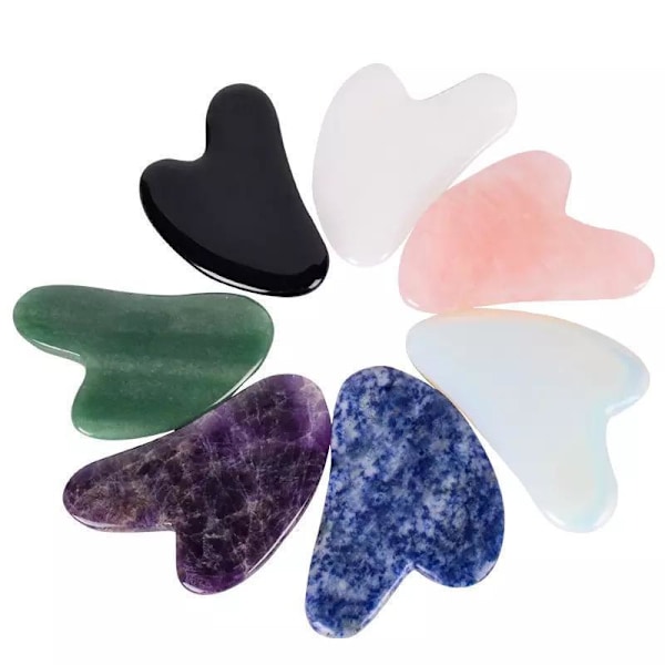 Naturlig Gua Sha Jade Rosenkvarts Sten Ansiktsbräda Verktyg -