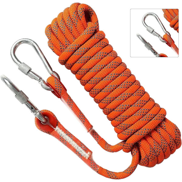 REMAKE Orange 12mm 10m 33ft Klätterrep för Utomhus Säker Klätterrep för Bergsklättring