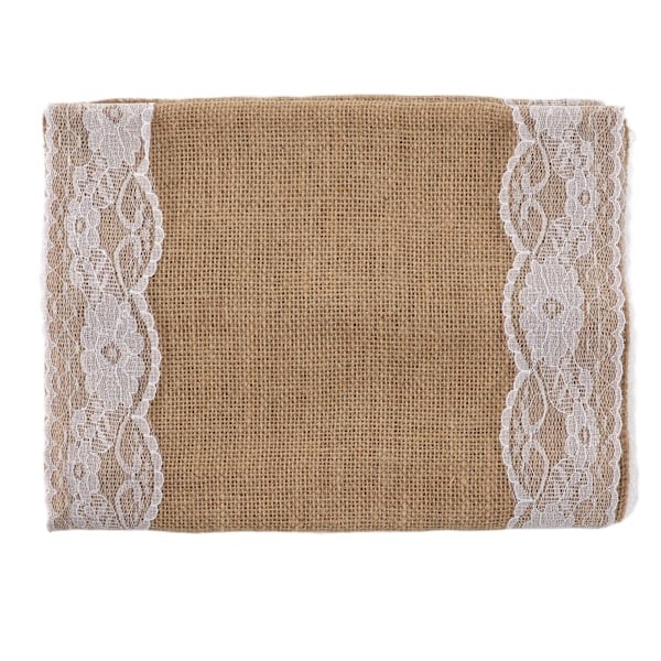 Jute Snöre Spetsdesign 30x180cm/11.8x70.9in DIY Klippning Mjuk Naturlig Rustik Dekorativ Jul Jutesnöre