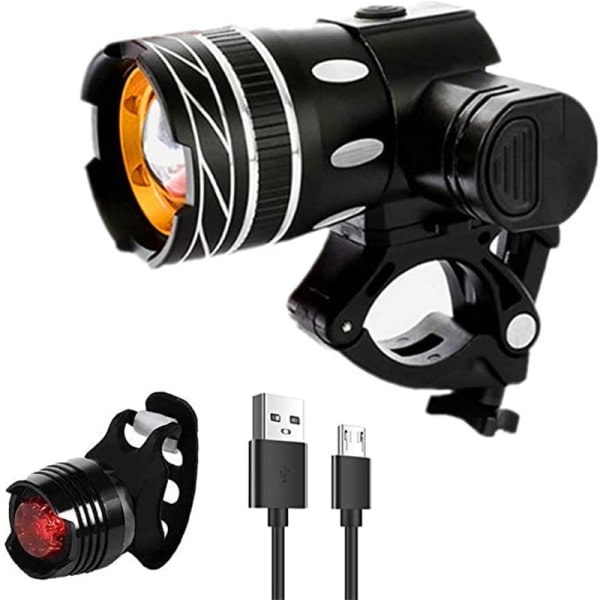 15000lm T6 LED Cykellys/Cykling Lys/Lampe Sæt USB Genopladelig Pandelampe/Lommelygte Vandafvisende Skalerbar Cykel Cykling Lampe-WELLNGS