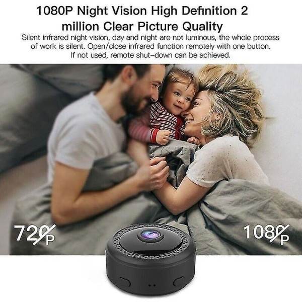 REMAKE Mini Kamera 1080p HD Wifi Video CCTV IP Cam Fjernstyrt Nattsyn Bevegelsessensor Jst (Svart)