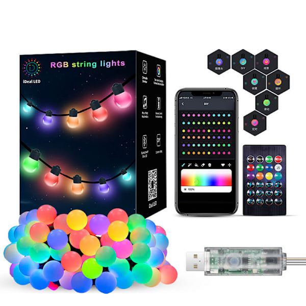 10m 50 LED utomhus ljusslingor med appkontroll