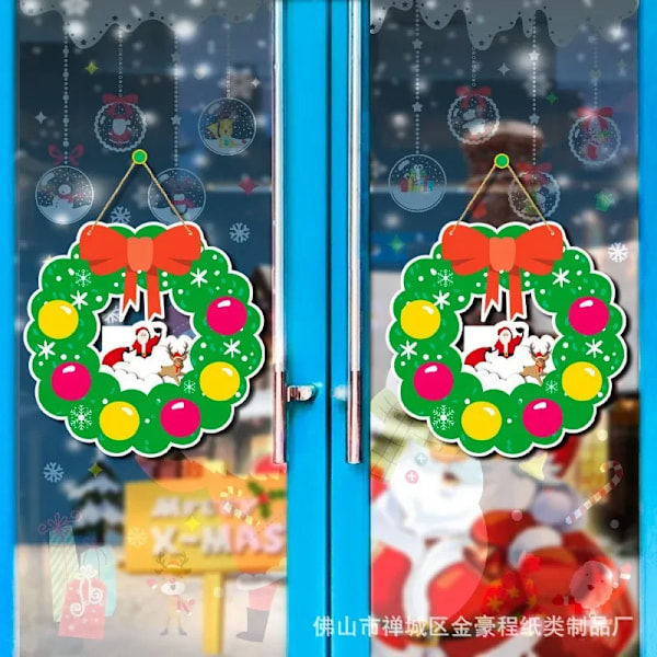 Julgransdörrhängande Ornamenter Cartoon Santa Claus Julgran Noel Krans God Jul Hemväggdekoration Gott Nytt År 2025 C