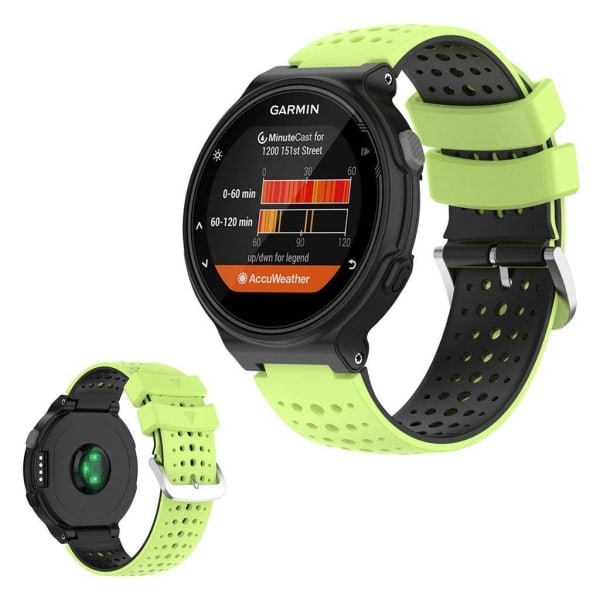 To-fargets silikon klokkearmbånd for Garmin Forerunner-enheter - Lime / Svart Grønn