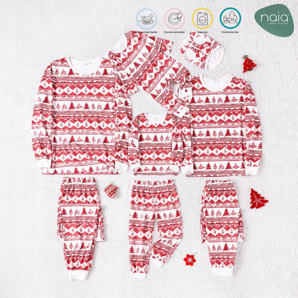 Jouluperheen Matchiva Kokopainollinen Pitkähihainen Naia™-Pyjamasetti (Liekkikestävä) Cameobrown Lapset 6-7 vuotta