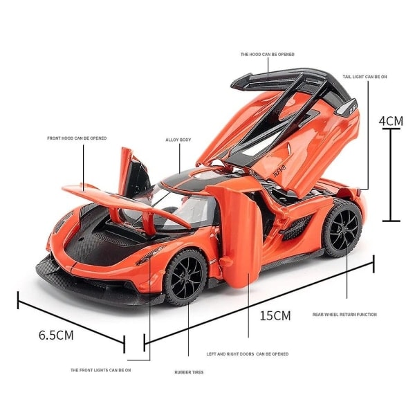 REMAKE 1/32 Koenigsegg Jesko Miniature Diecast Super Legetøjsbilmodel Lyd & Lys Døre Åbnelige Samling Gave Til Børn Dreng HVID