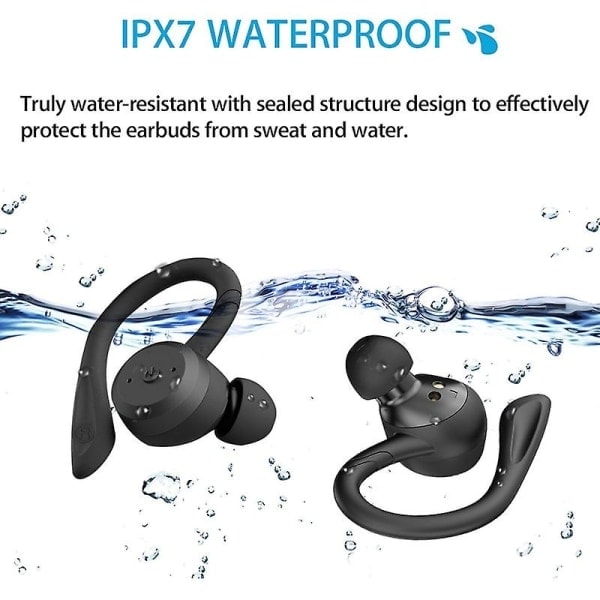 REMAKE 20 Timmars Spelyta Tid Vattentäta Bluetooth Hörlurar Dubbla Bärbara Trådlösa Sport Hörlurar Tws Ipx7 Hörlurar Stereo Svart Y