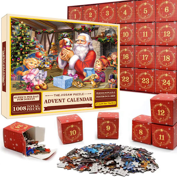 REMAKE Adventskalender med Puslespil, Nedtælling til Advent, Adventskalender med Legetøjspuslespil, Julegaver i Blindbox sd27
