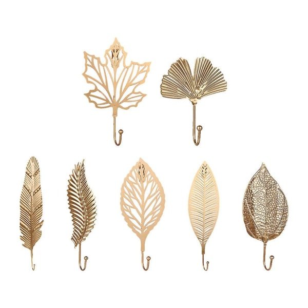 pcs Nordisk dekoration Fars dag-gåvor blad väggkrok nyckelhållare metall väggkrokar vägghängare guld Guld 28x8.5cm