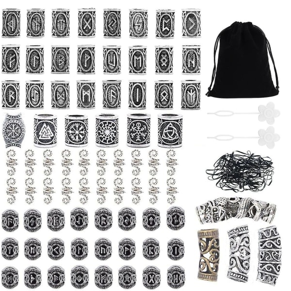 REMAKE 80 st Viking Skäggpärlor Gamla Nordiska Hårrörspärlor Dreadlocks Pärlor för Hårfläta Armband Hänge Halsband Silver DIY Smycken Hår...