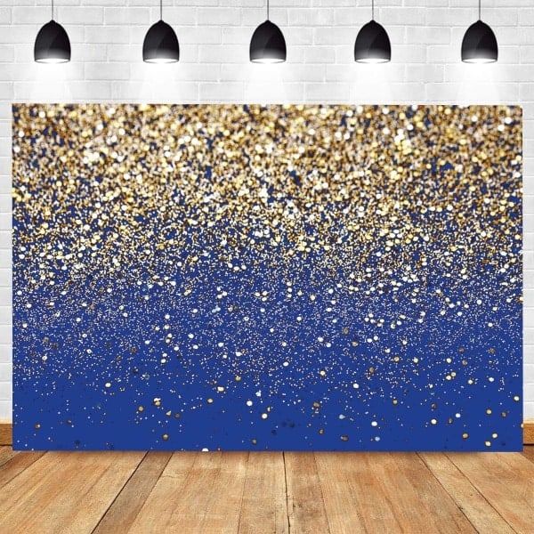 8X6FT Royal Blå Glitter Baggrund Fødselsdag Baggrund Guldprikker Bokeh Baggrund Bryllup Prom Graduation Fotografi Baggrund Godt Nytår Baggrund