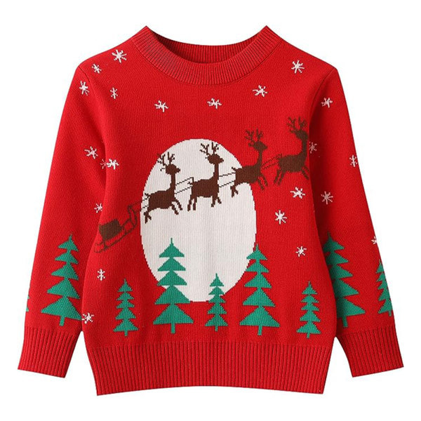 Jultröja Barnkläder Långärmad Tröja Stickad Tröja Koftor Juldräkt Snöoverall Spädbarn Baby Vårhjort Toppar för Vinter