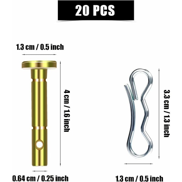 20 stk. Saksesplint og Splintstift sæt til snefræser, 20 stk. 738-04124 og 20 stk. 714-04040 Saksesplint erstatning til Mtd Cub Cadet Troy-Bilt snefræsere