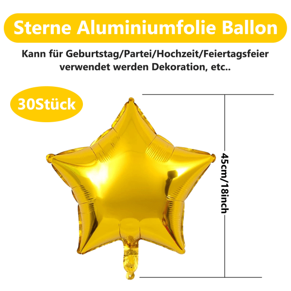 Pakke med 20, Nyttårsaften Dekorative Stjerneballonger, Stjerneballonger, Helium Ballong, Folieballong, Nyttårsfest, Bryllupsdekorasjon, Bursdag