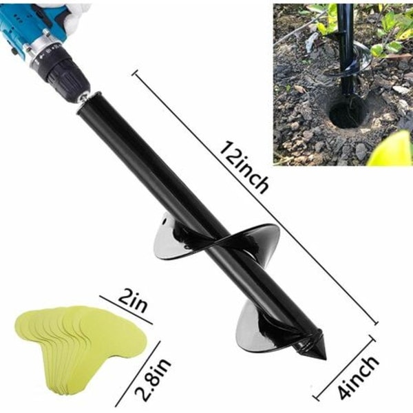 Jordborr 10cm x 30cm Tungt Arbetsverktyg Trädgårdsborr Vridborr Lökplanteringsborr 3/8\" Hex Drivborr