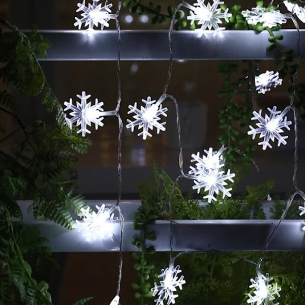 Juletræ Snefnug LED Lysstreng Hjem Dekoration Julemand Gaver Nytårs Dekoration Varmt Lys 1.5M 10LEDs batteri