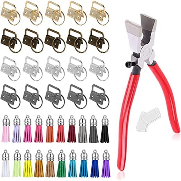 Compatible with 40pcs 2.5cm Keychain Keyring Pliers Set for making key chains