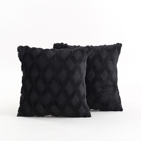 Mjuka dekorativa kuddfodral för vardagsrum, soffa 2-pack Svart XL