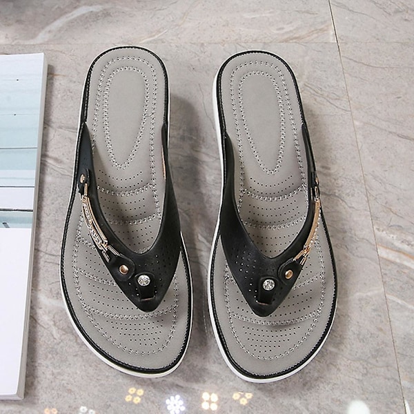 Myke og komfortable flip-flop slippers for kvinner med støtte for fotbuen Aprikos