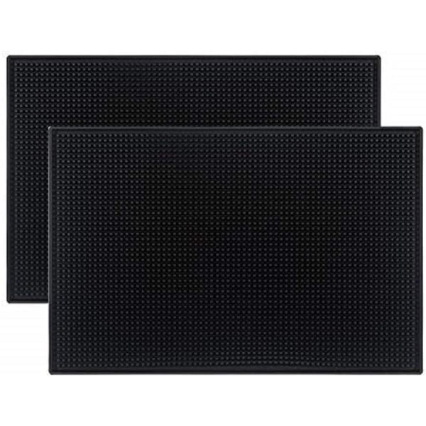 2-Pack Black Rubber Bar Mats, 18" x 12" - 46 x 30.5 cm Rubber Bar Service Spill Mat, Great Father Son Husband Father's Day Gift