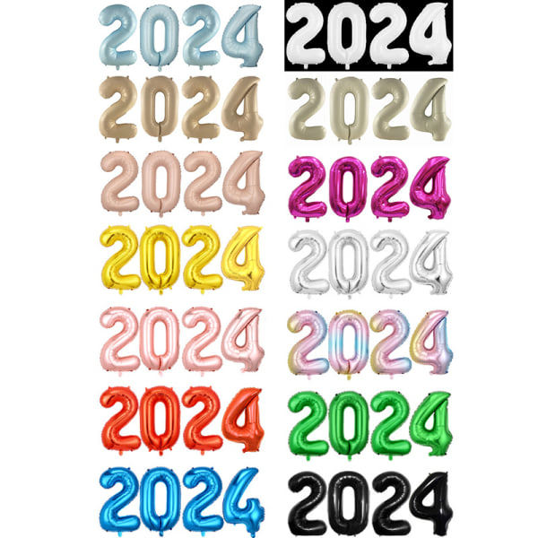 latable Nytårsballoner 2024 (Sølv 2024) - XXL Ballon, Ap