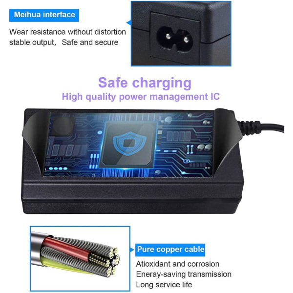 42V 2A Adaptererstatning for Segway Ninebot Lader Xiaomi M365, Bird, Lime, Lime-S, Skip, Spin, Segway Ninebot Elektrisk Scooter Lader - EU