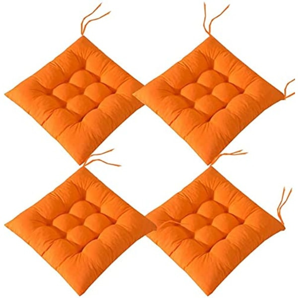REMAKE myke stolputer, stolputer med bånd, stolputer spisestue for hage terrasse kjøkken spisestue (40x40cm)D oransje