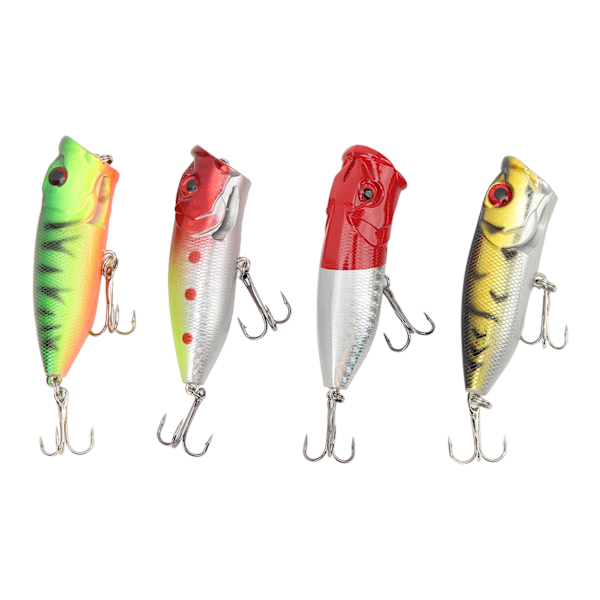 4 PCS Lure Hard Bait Plastic and Stainless Steel 3D Realistic Eyes Hard Fishing Lures Bait with Treble Hooks for Fishing