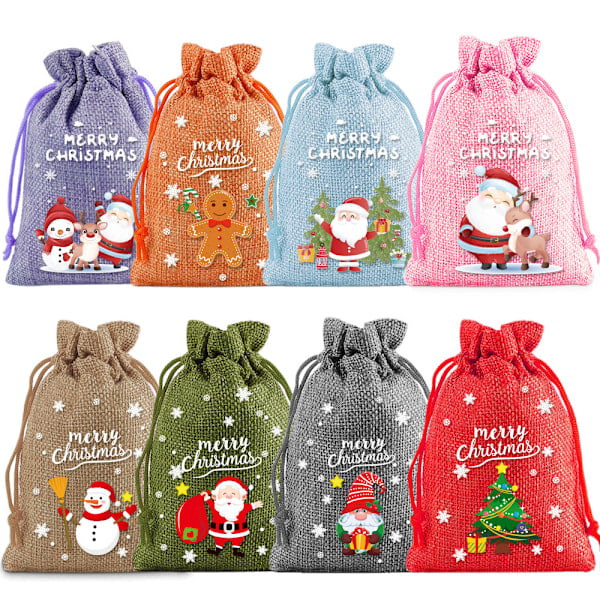 Jutepresentpåsar 8-pack