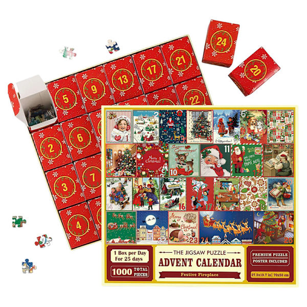 REMAKE Adventskalender med Puslespil, Nedtælling til Advent, Adventskalender med Legetøjspuslespil, Julegaver i Blindbox A