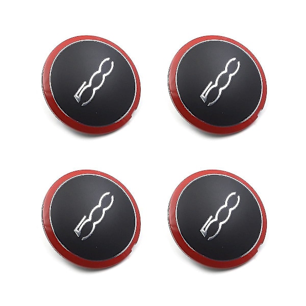 4 stk 133 mm navkapsler for Fiat 500 hjulnavkapsler emblem klistremerke 68078419ac 68078421ac 51884863 rød