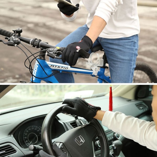Par touchscreen-handsker til efterår/vinter med anti-slip og dobbelt lynlås i farve Sort M