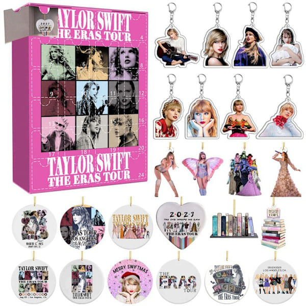 Taylor Swift Blindbox Julkalender med 24 Gåvor, Dekoration, Hänge, Nyckelring - sfssscs GJ185-004 Blind Box