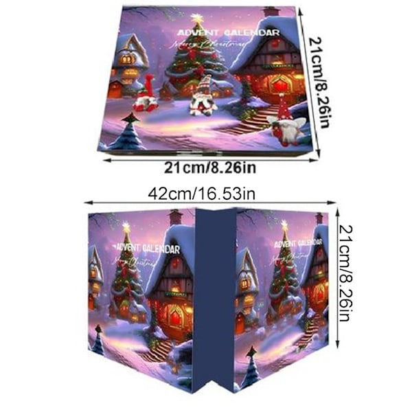 Julemandens Adventskalender 2024 | 24-delt Julemandens Dekorerede Adventskalender | 24 Dages Nedtælling til Jul Samlefigur